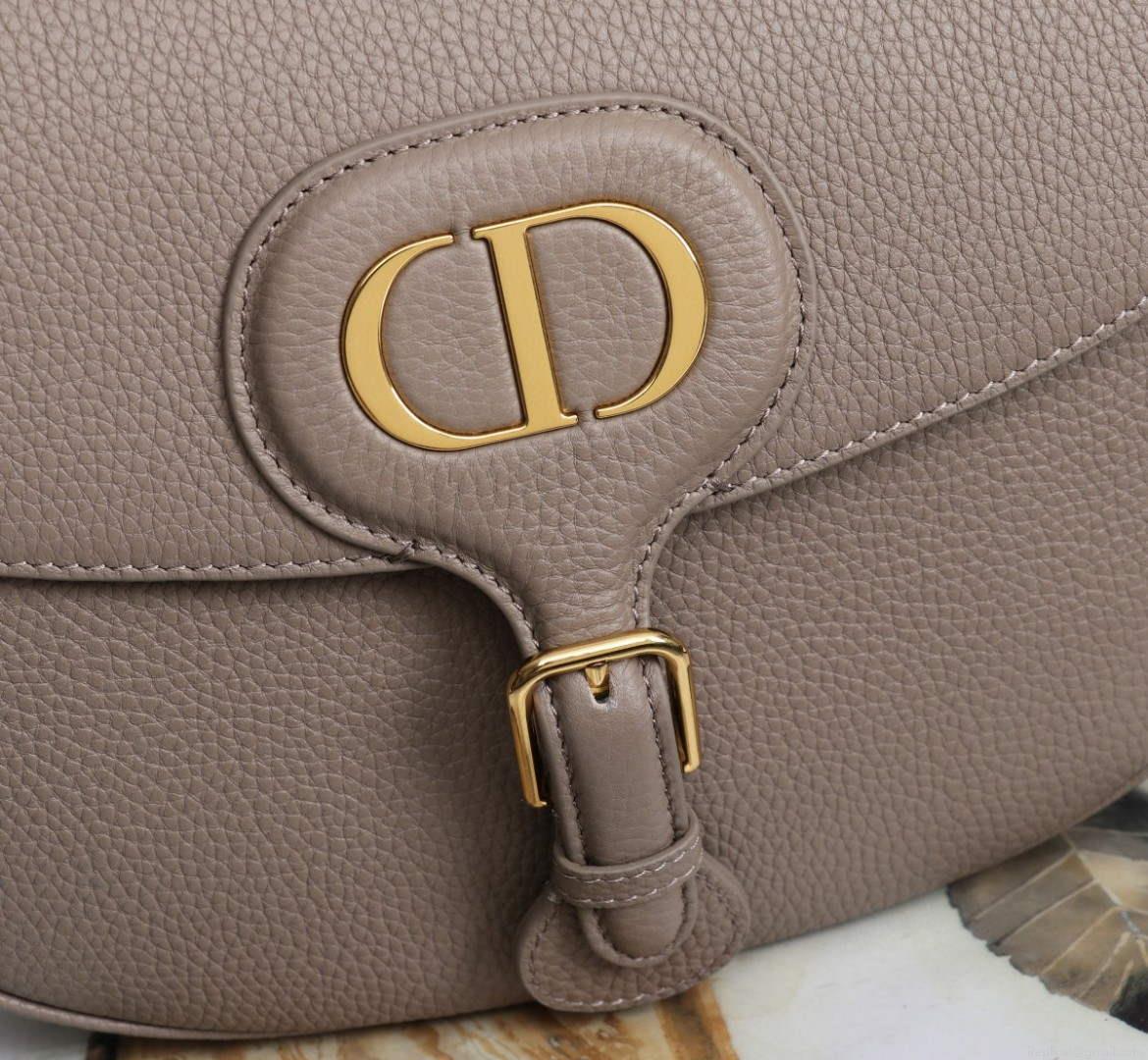 Dior M9320 Large Dior Bobby Bag Warm Taupe BoxCalfskin With Blue Oblique Embroidered Strap