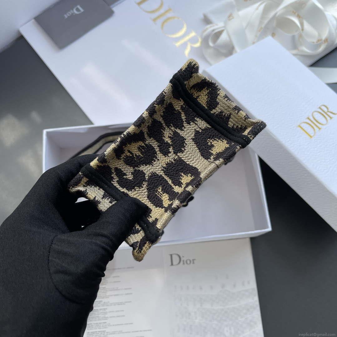 Dior S5555 Mini Dior Book Tote Phone Bag Beige and Black Mizza Embroidery