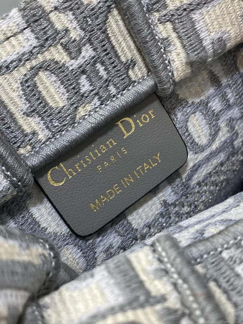 Dior S5555 Mini Dior Book Tote Phone Bag Gray Dior Oblique Embroidery