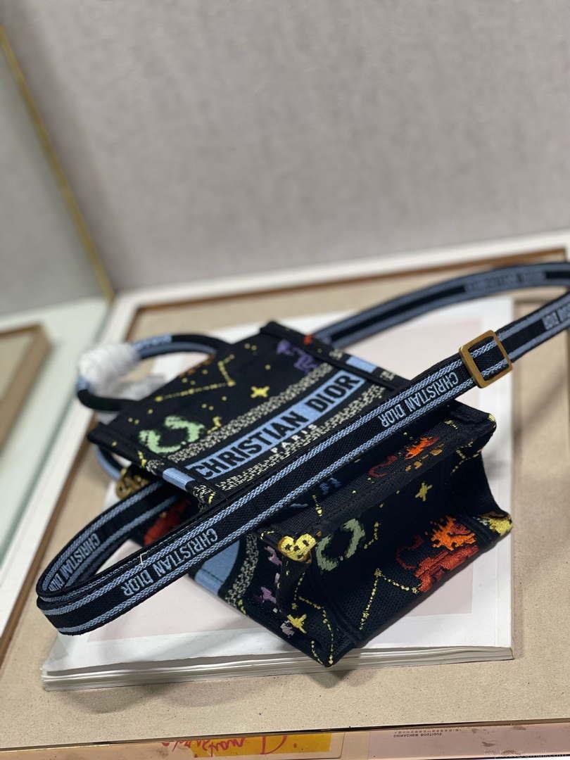 Dior S5555 Mini Dior Book Tote Phone Bag black multicolor petites fleurs embroidery