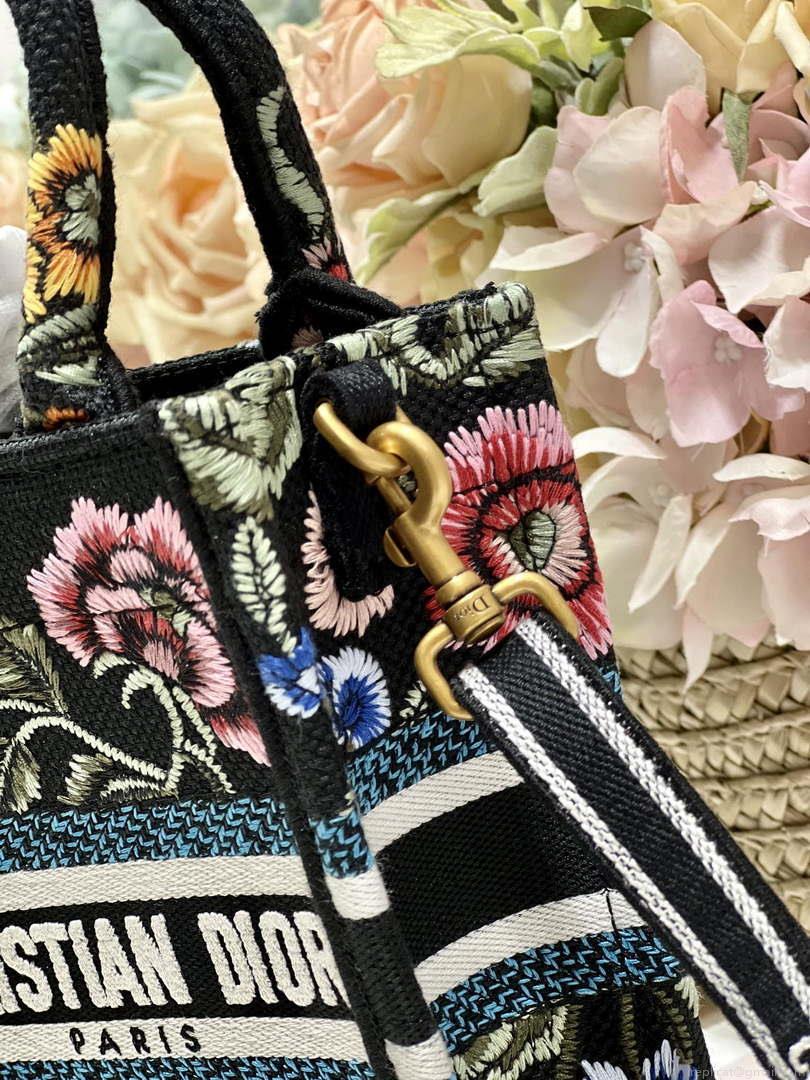 Dior S5555 Mini Dior Book Tote Phone Bag black multicolor embroidery S1099