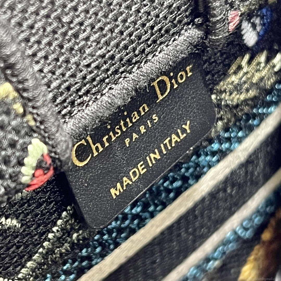 Dior S5555 Mini Dior Book Tote Phone Bag black multicolor embroidery S1099