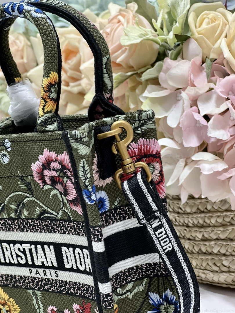 Dior S5555 Mini Dior Book Tote Phone Bag Green multicolor embroidery S1100