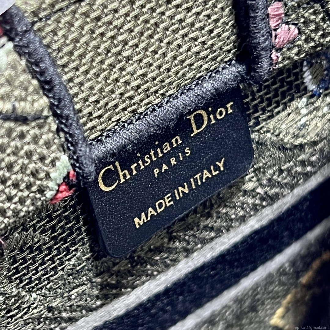 Dior S5555 Mini Dior Book Tote Phone Bag Green multicolor embroidery S1100