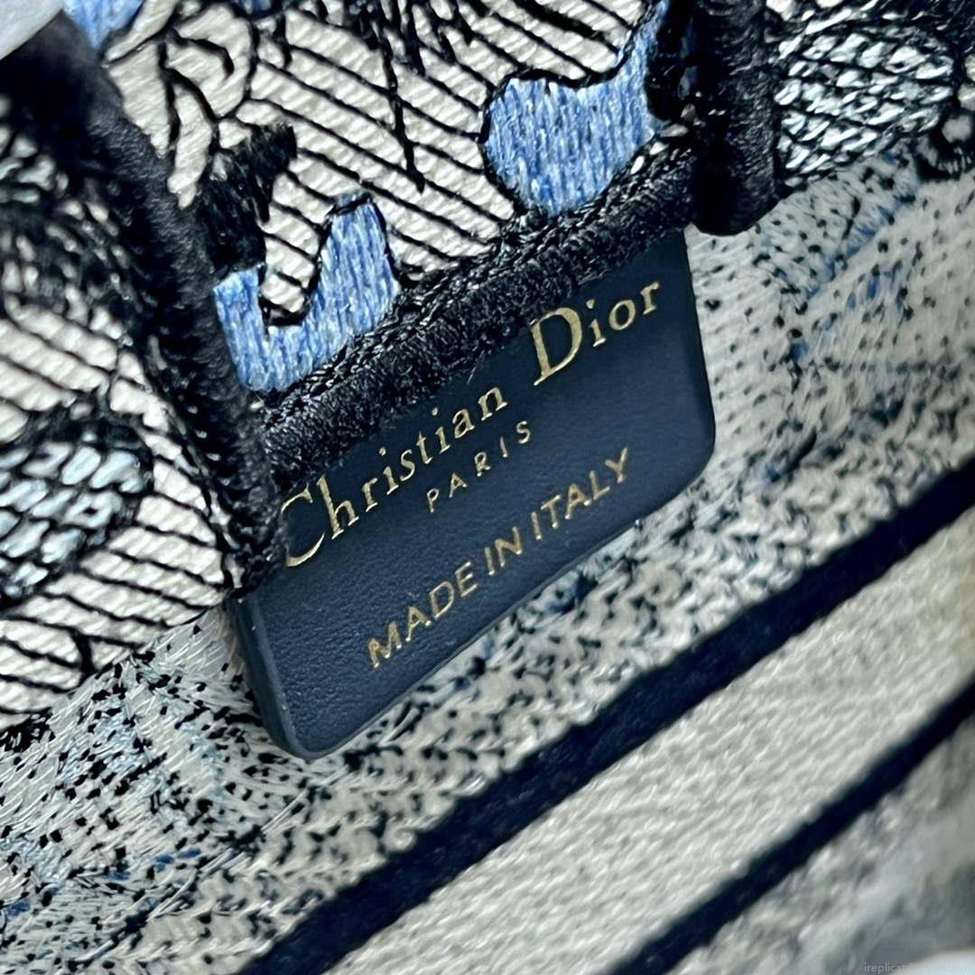 Dior S5555 Mini Dior Book Tote Phone Bag Blue multicolor embroidery S1102