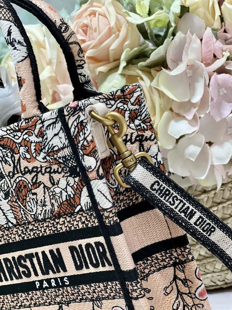 Dior S5555 Mini Dior Book Tote Phone Bag Nude multicolor embroidery S1104