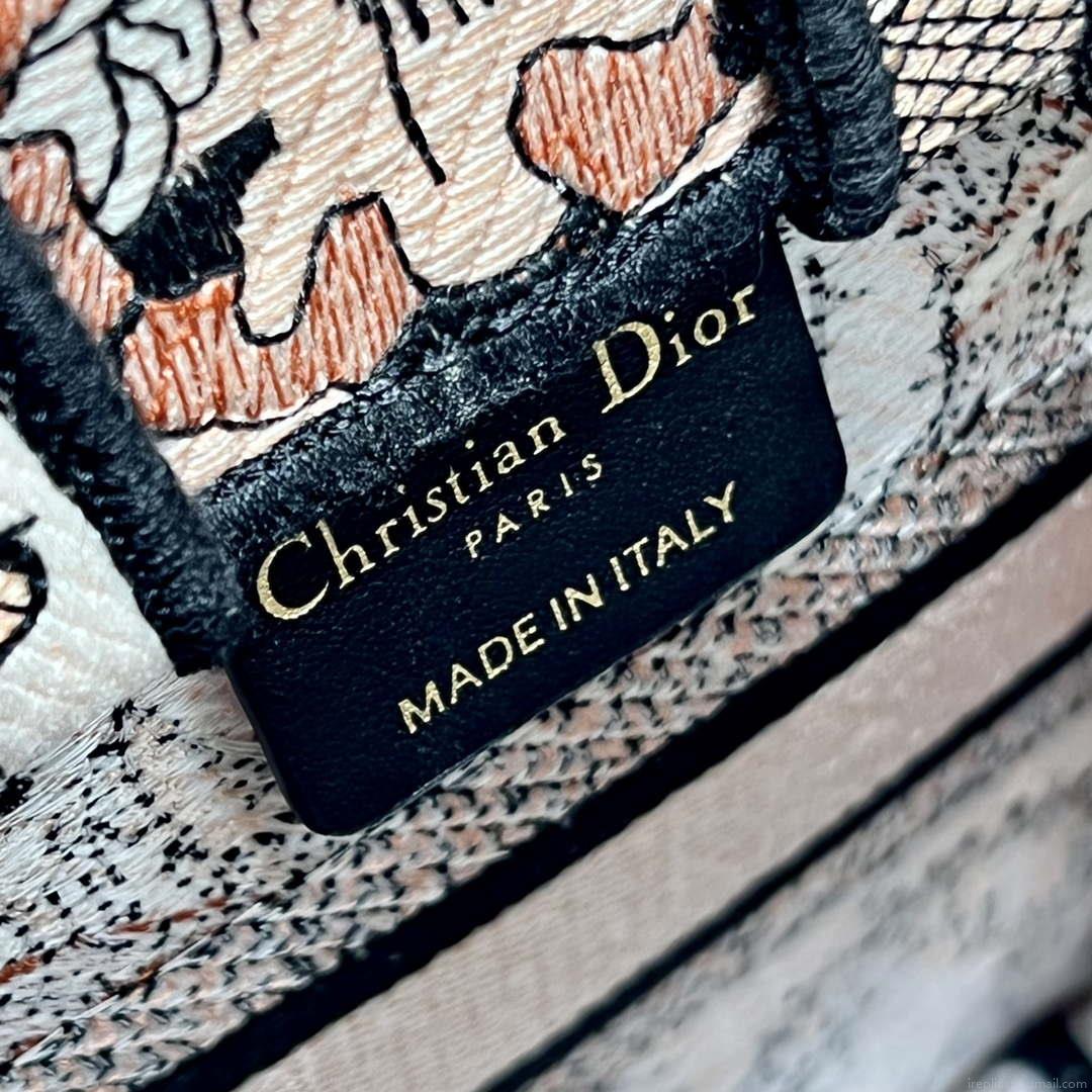 Dior S5555 Mini Dior Book Tote Phone Bag Nude multicolor embroidery S1104