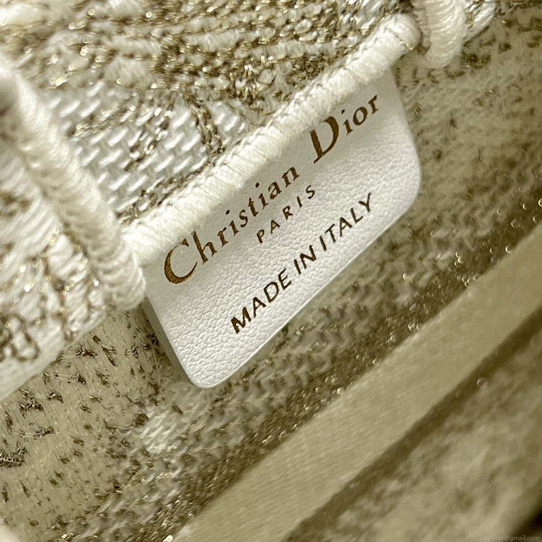 Dior S5555 Mini Dior Book Tote Phone Bag White Eembroidery S1107