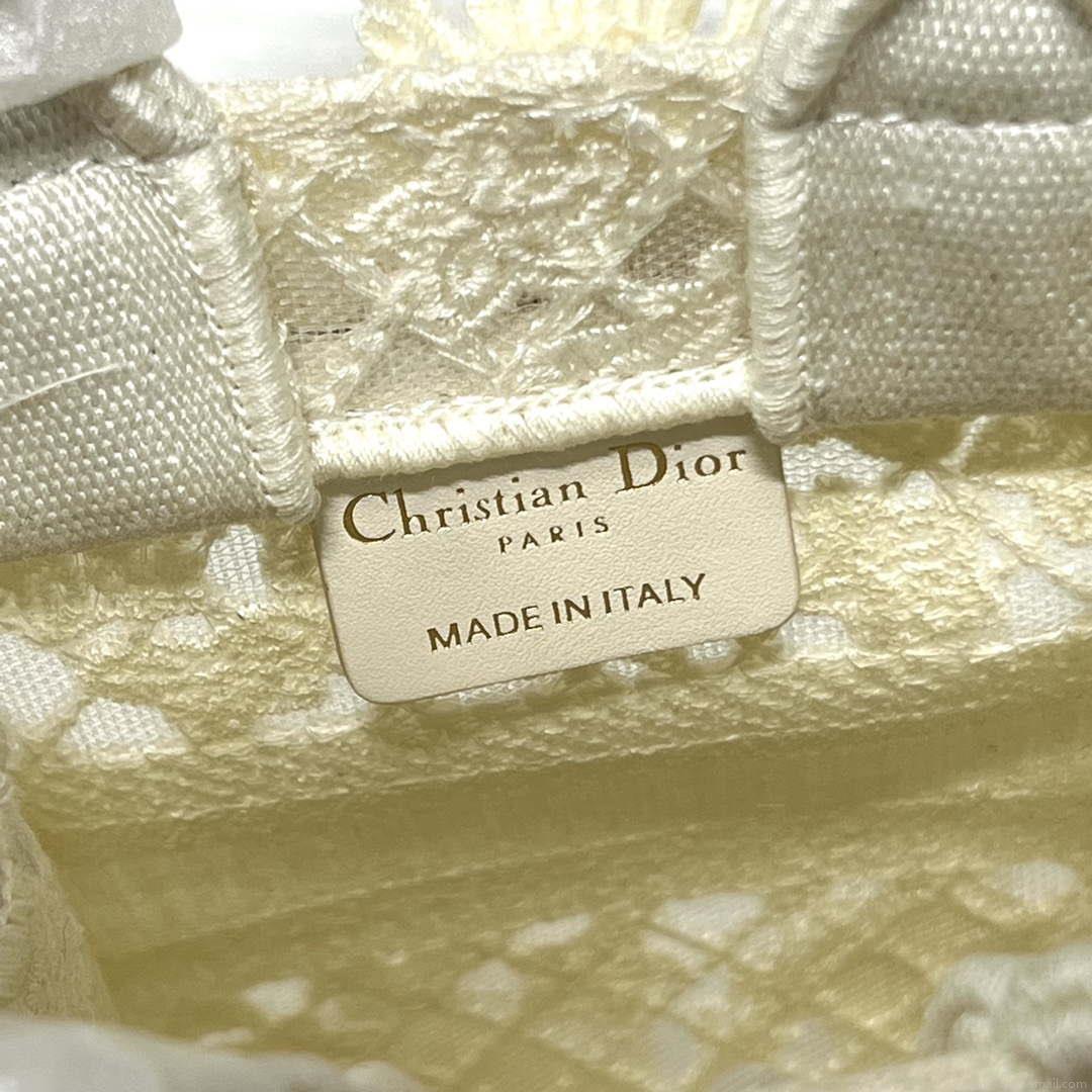 Dior S5555 Mini Dior Book Tote Phone Bag Biege lace flowers S1109