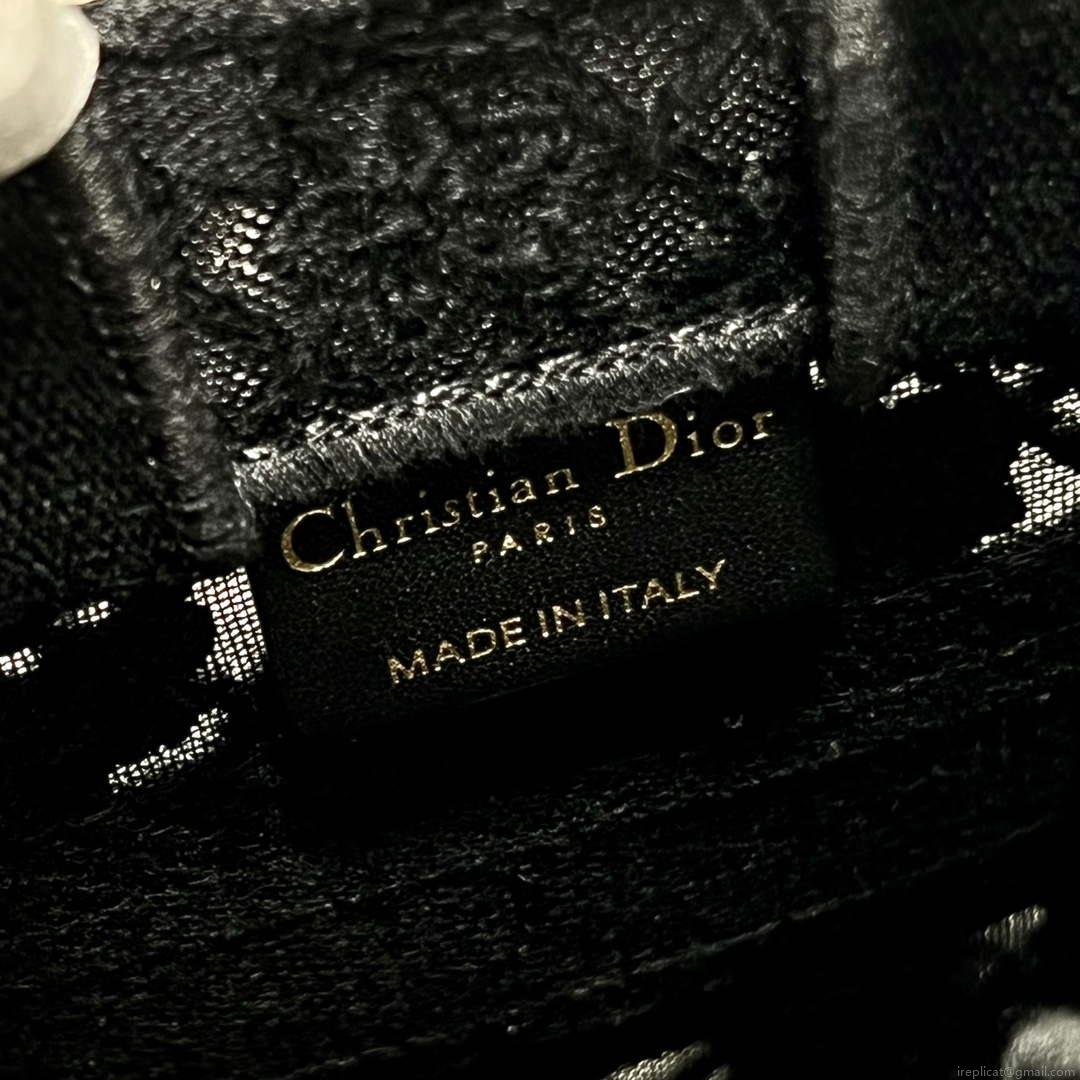 Dior S5555 Mini Dior Book Tote Phone Bag Black lace flowers S1108