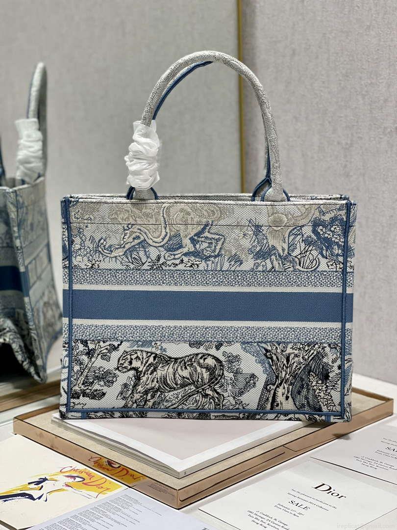 Dior Book Tote M1296 Medium Toile de Jouy Embroidery M0075