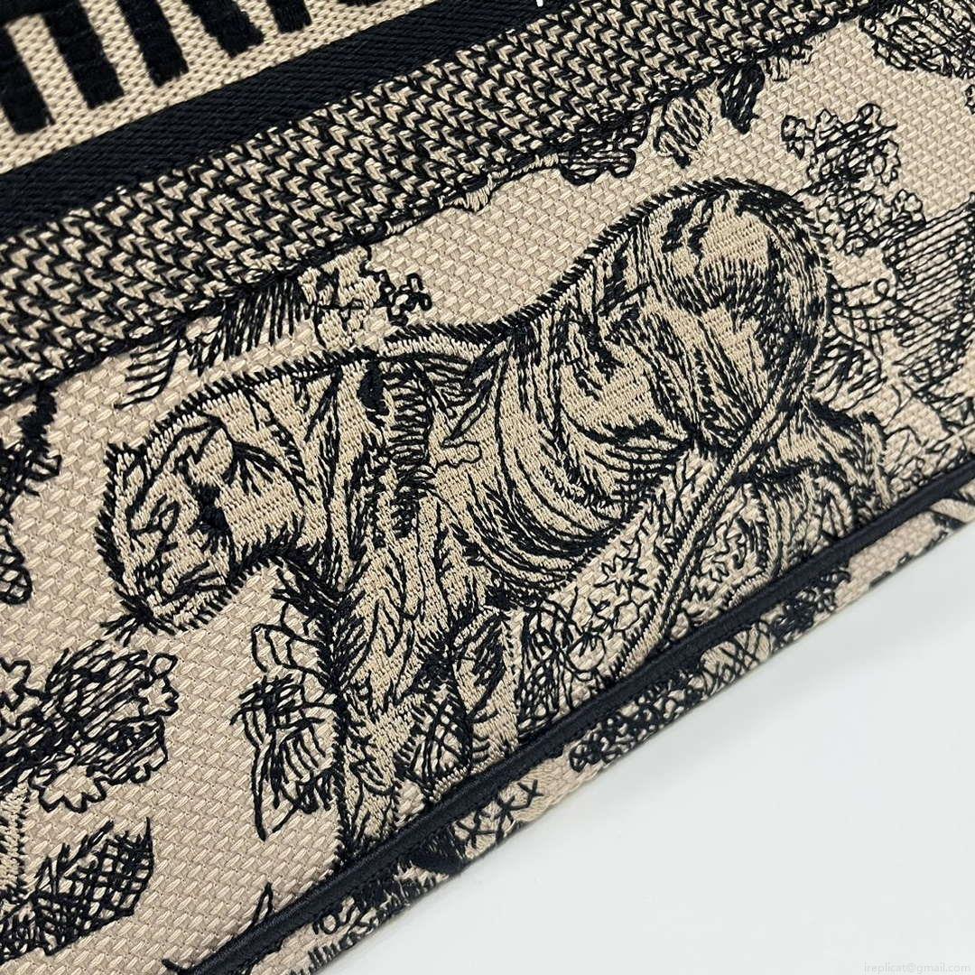 Dior Book Tote M1296 Medium Toile de Jouy Embroidery M0077