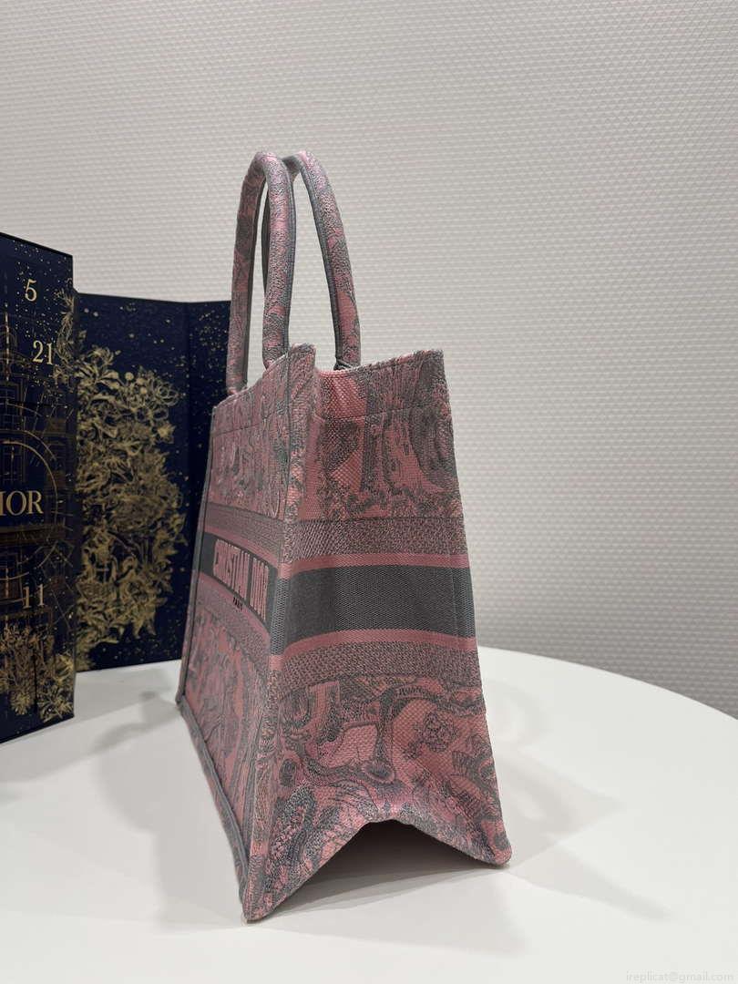 Dior Book Tote M1296 Medium Toile de Jouy Embroidery M0079