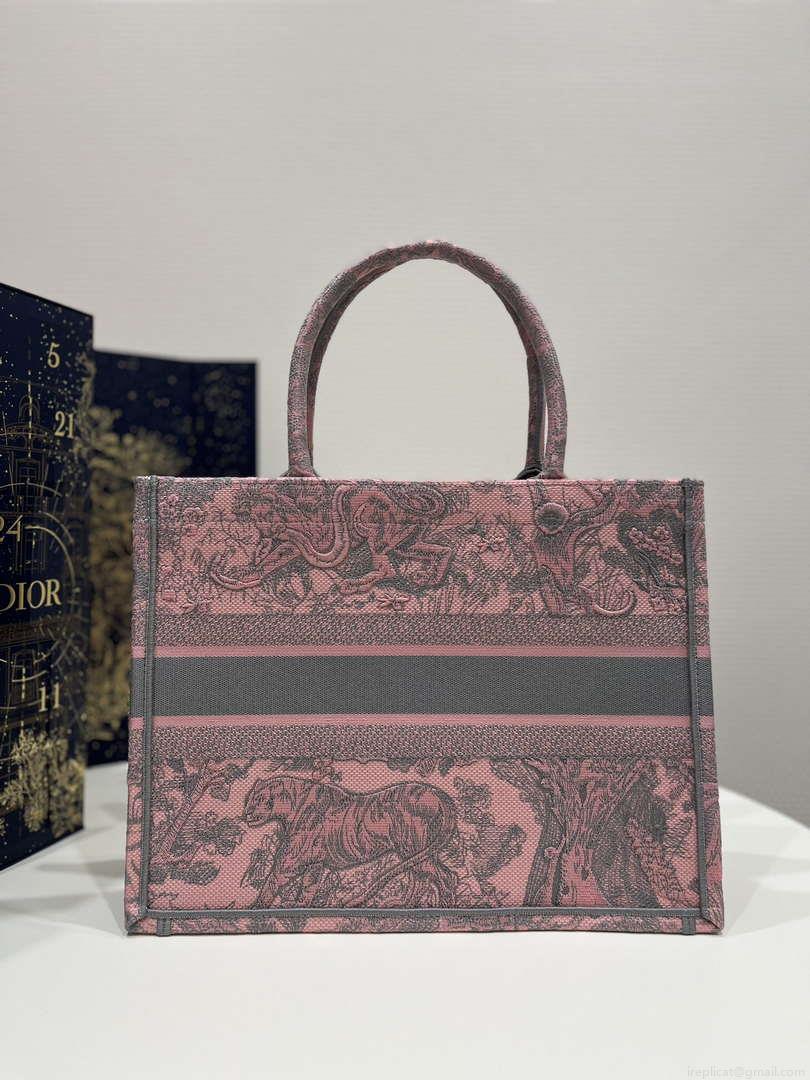 Dior Book Tote M1296 Medium Toile de Jouy Embroidery M0079