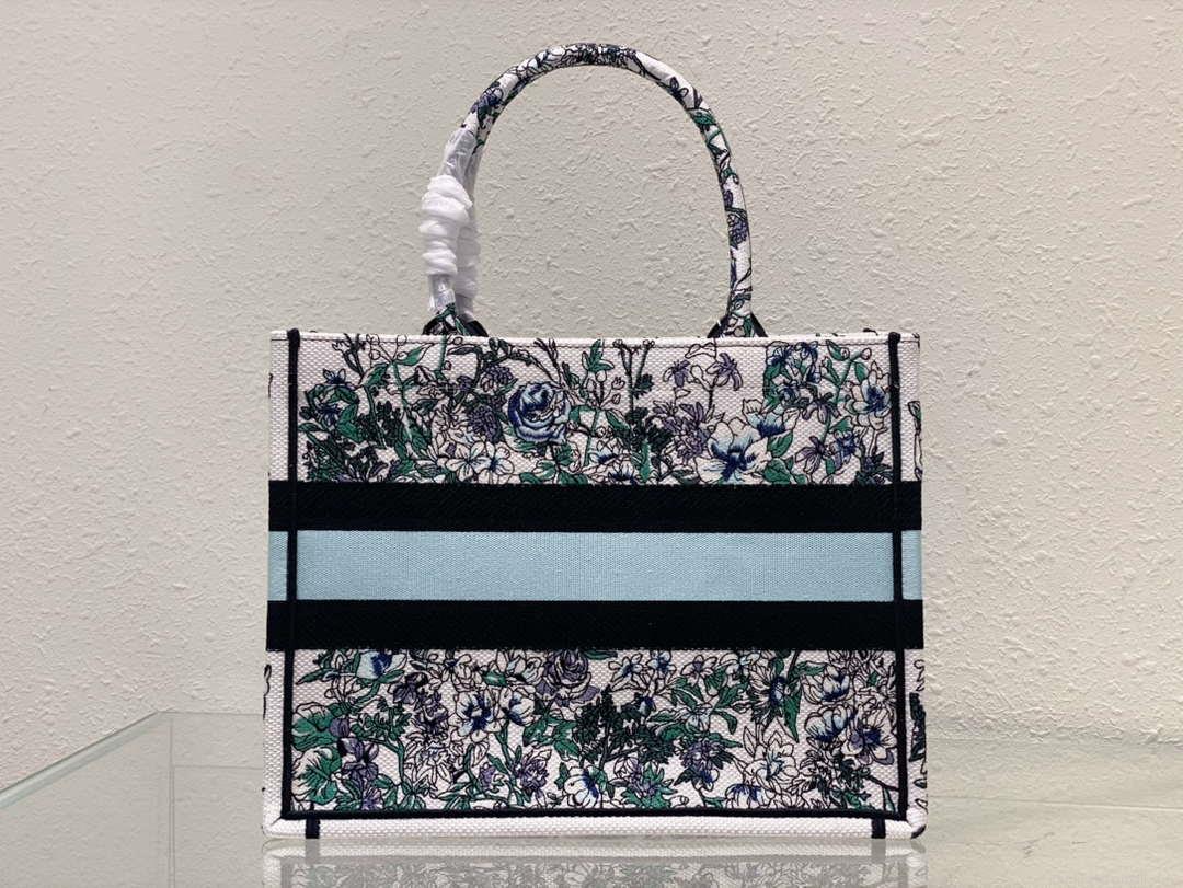 Dior Book Tote M1296 Medium Latte Multicolor Dior Jardin d’Hiver Embroidery M0085
