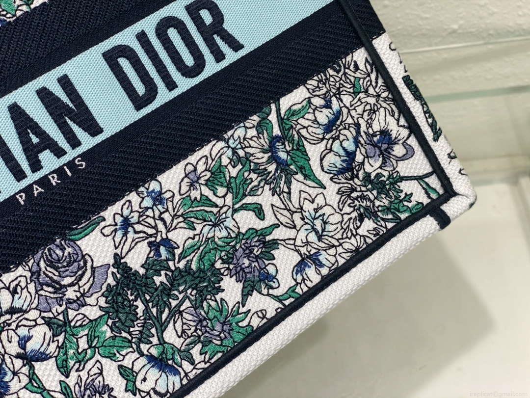 Dior Book Tote M1296 Medium Latte Multicolor Dior Jardin d’Hiver Embroidery M0085