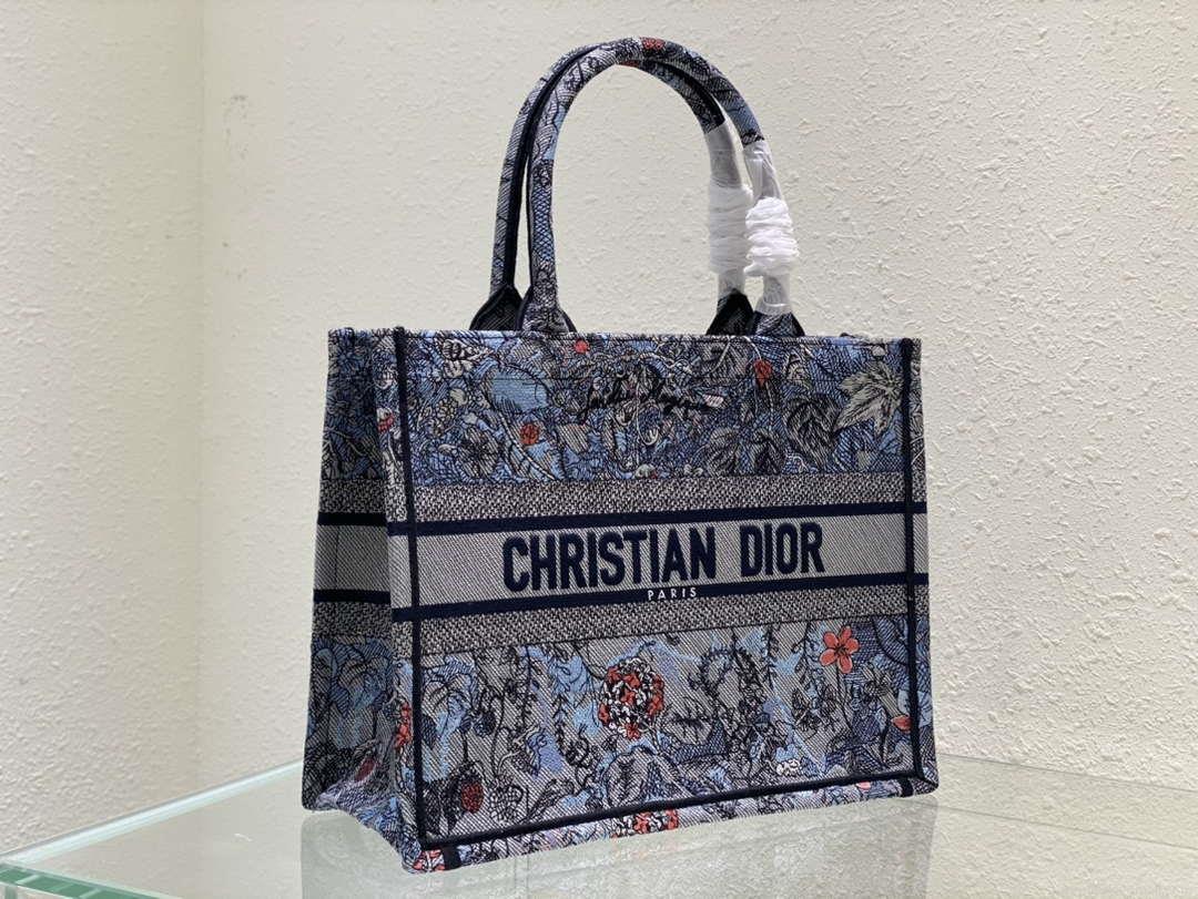 Dior Book Tote M1296 Medium Latte Multicolor Dior Jardin d’Hiver Embroidery M0088