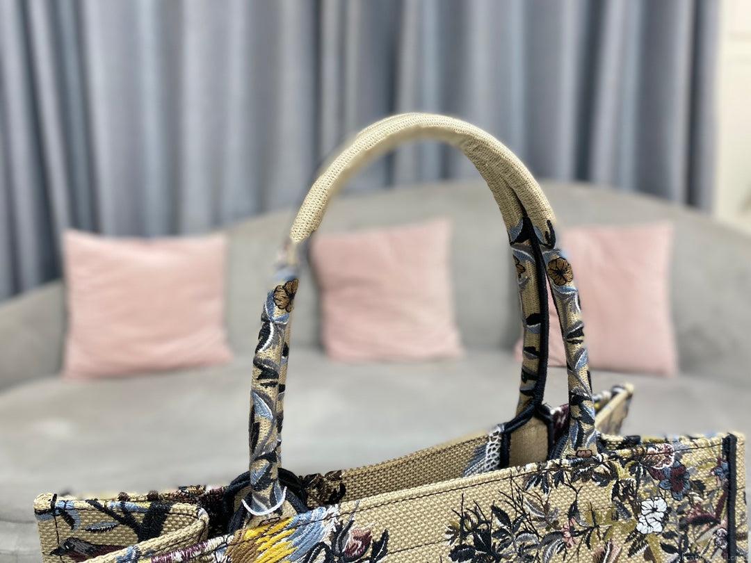 Dior Book Tote M1296 Medium Latte Multicolor Dior Jardin d’Hiver Embroidery M0090