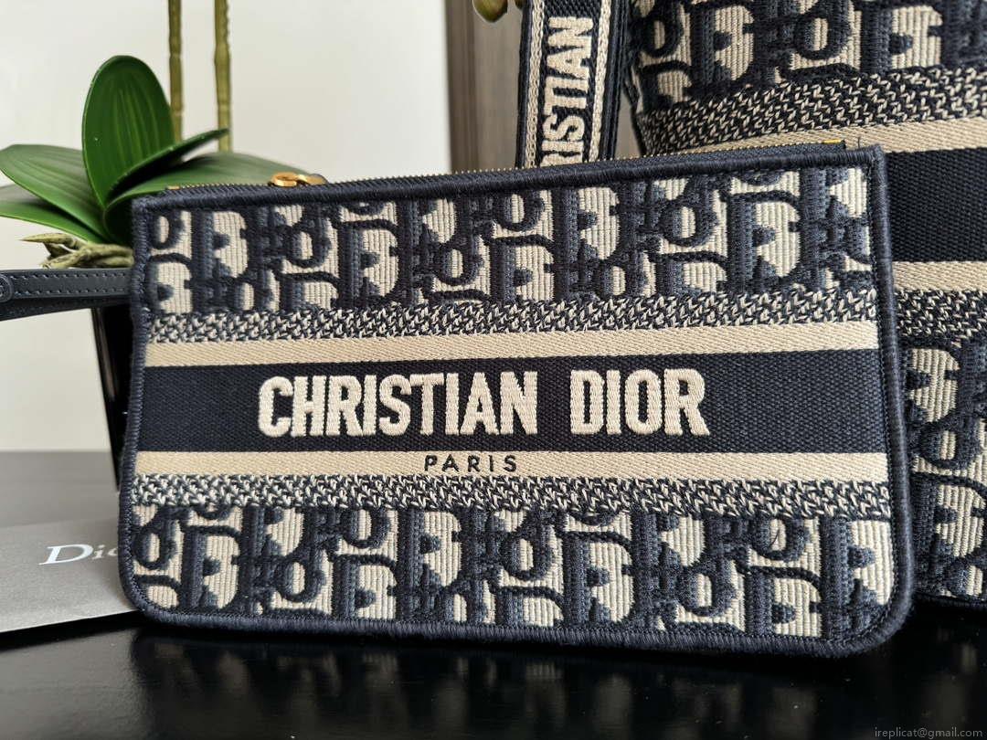 Dior M1328 Hat Basket Bag Navy Blue and Gold-tone Blue Dior Oblique Jacquard