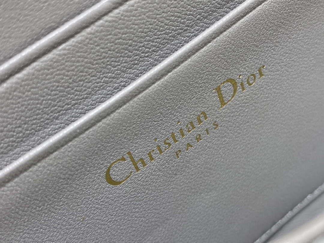 Dior S0011 Lady Dior Zipper Card Holder Medium Gray Cannage Lambskin