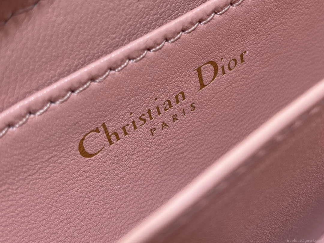 Dior S0011 Lady Dior Zipper Card Holder Medium Light Pink Cannage Lambskin