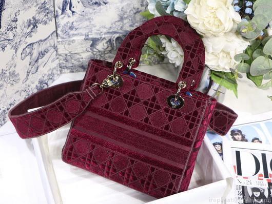 Dior M0565 Lady Dior Medium Tote Bag M950 Wine Red