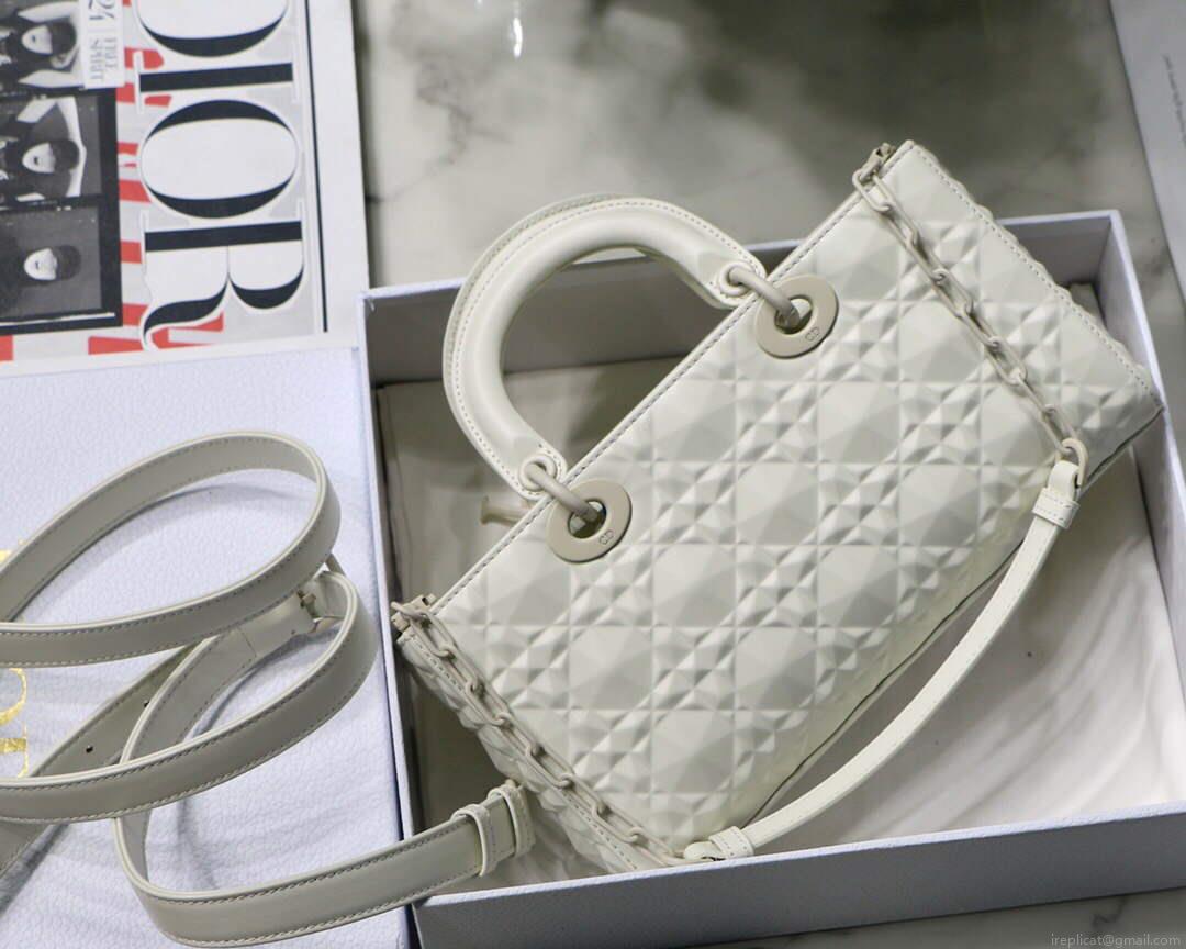 Dior M0540 Lady D-joy Calfskin Bag White