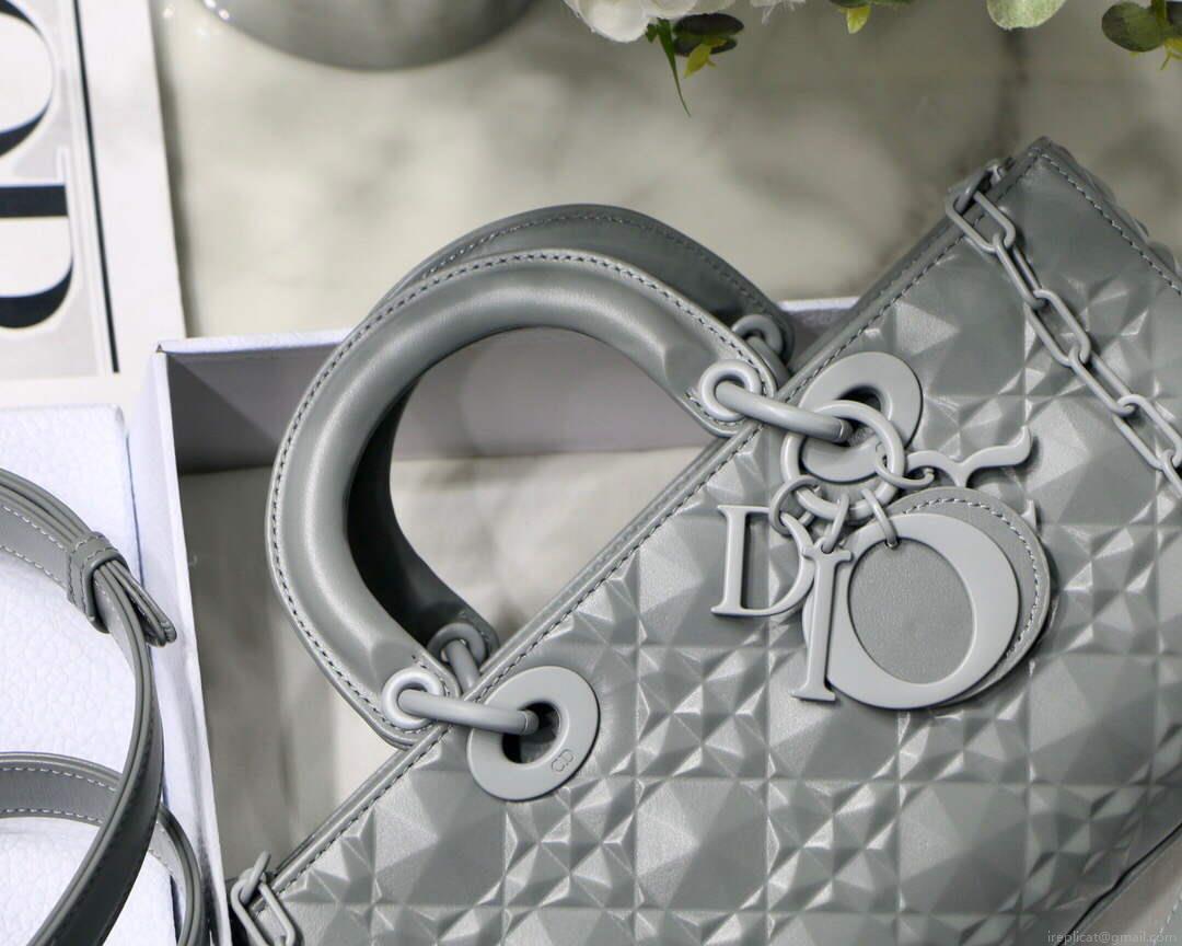 Dior M0540 Lady D-joy Calfskin Bag Gray