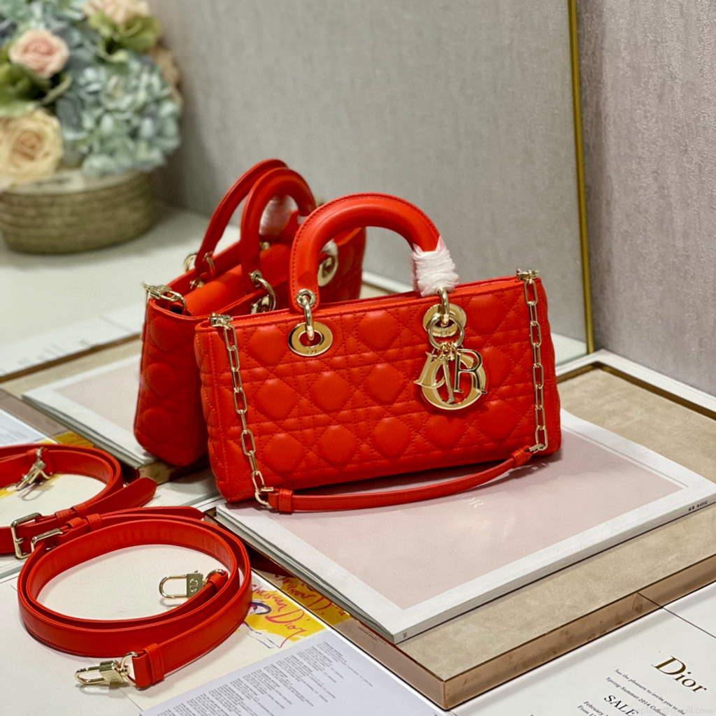 Dior M0540 Lady D-joy Bag Red Cannage Calfskin