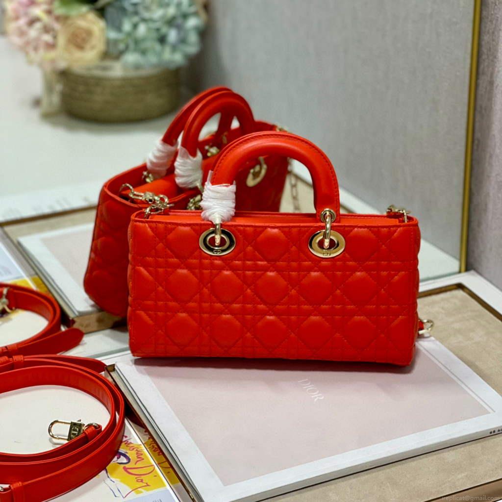 Dior M0540 Lady D-joy Bag Red Cannage Calfskin
