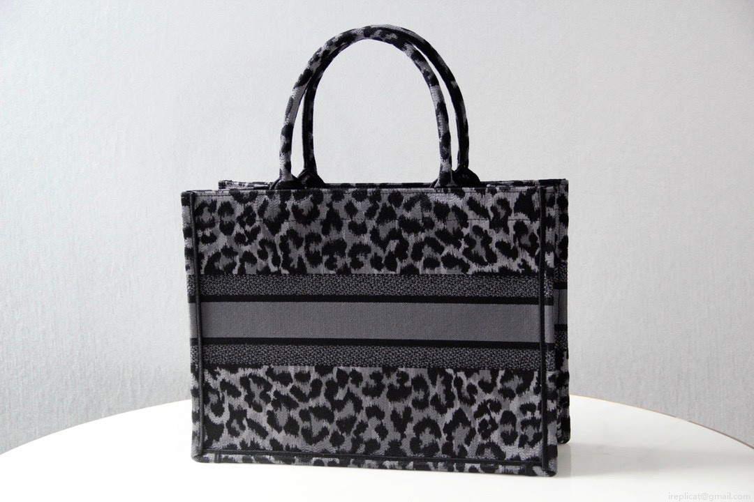 Dior M1286 Dior Book Tote Grey Multicolor Mizza Embroidery