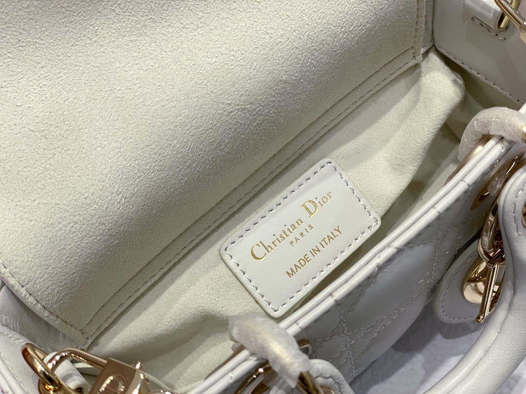 Dior S0910 Small Lady D-joy Bag White Cannage Lambskin