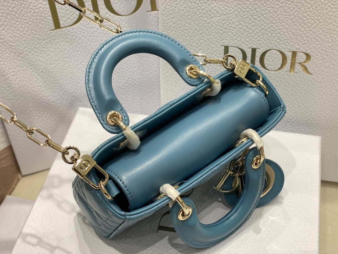 Dior S0910 Micro Lady D-joy Bag Blue Cannage Lambskin