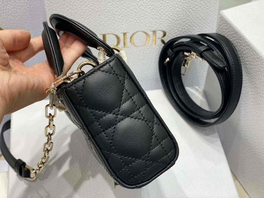 Dior S0910 Micro Lady D-joy Bag Black Cannage Lambskin