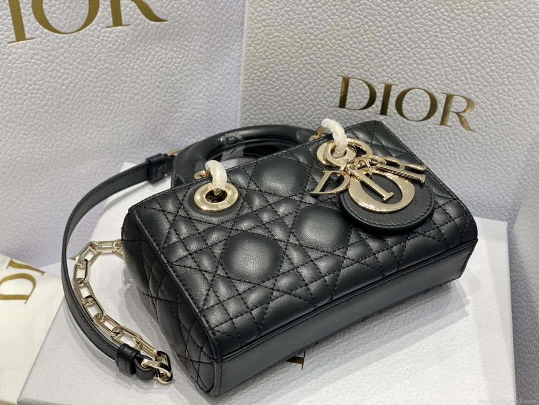 Dior S0910 Micro Lady D-joy Bag Black Cannage Lambskin