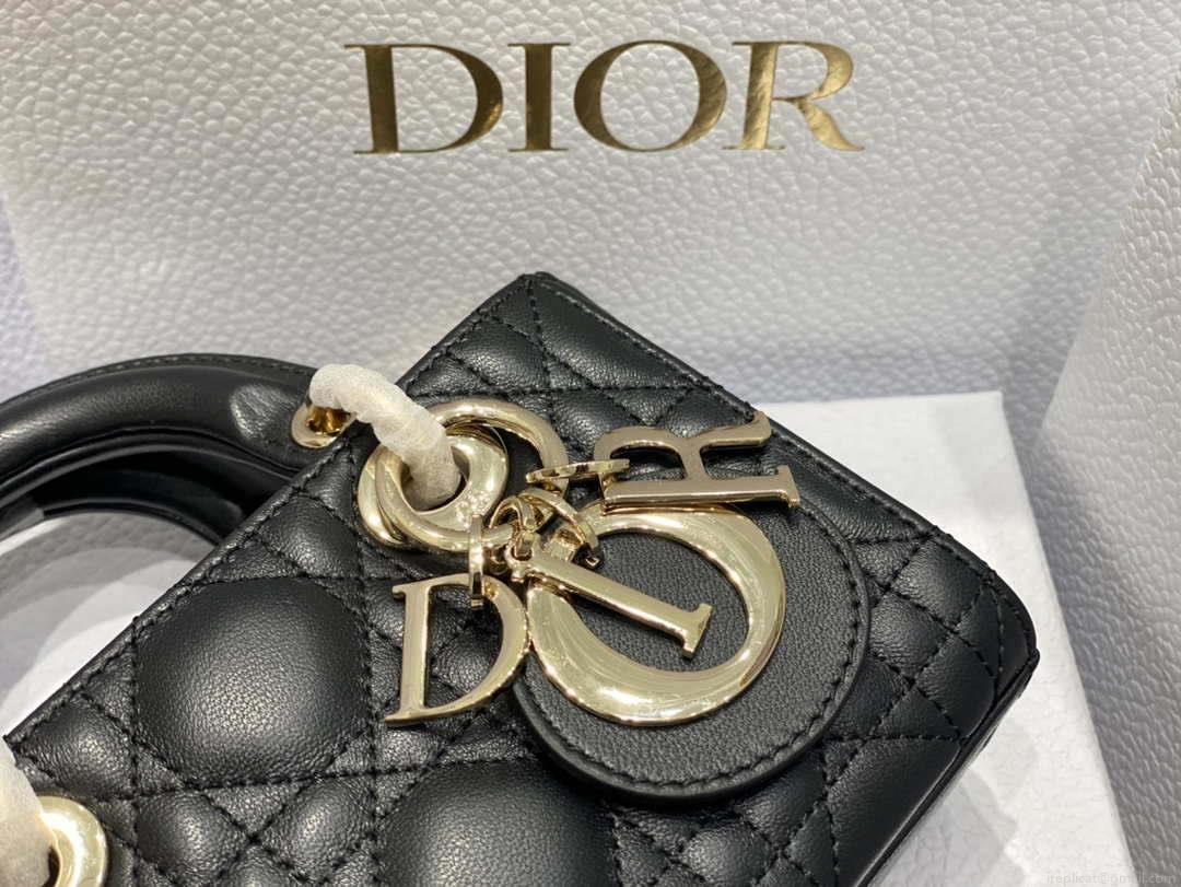 Dior S0910 Micro Lady D-joy Bag Black Cannage Lambskin