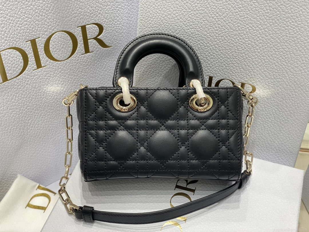 Dior S0910 Micro Lady D-joy Bag Black Cannage Lambskin