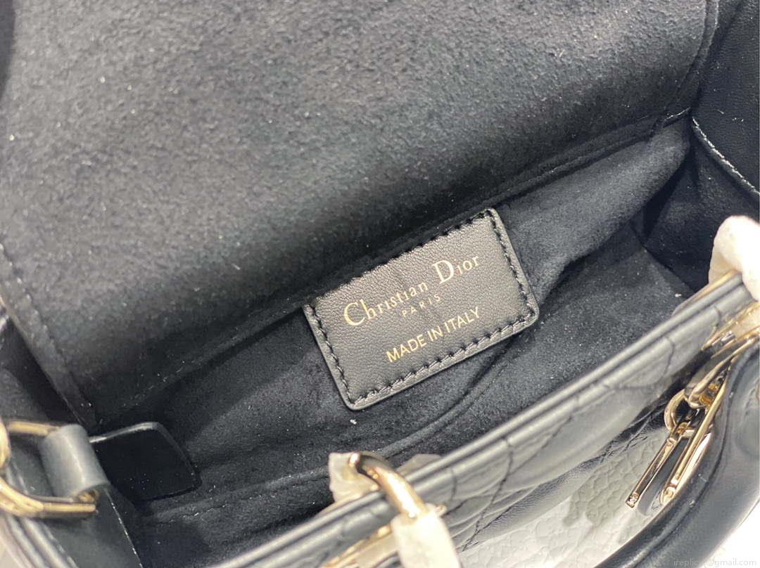 Dior S0910 Micro Lady D-joy Bag Black Cannage Lambskin