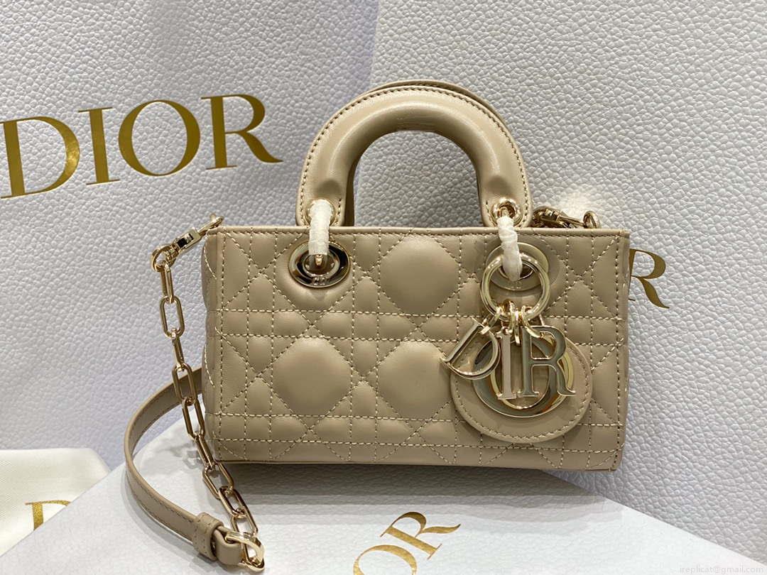 Dior S0910 Micro Lady D-joy Bag Sand Colored Cannage Lambskin