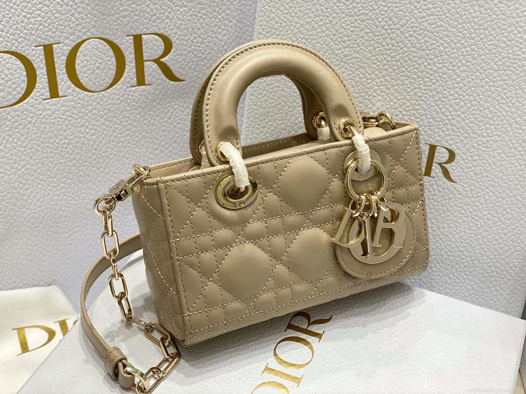 Dior S0910 Micro Lady D-joy Bag Sand Colored Cannage Lambskin