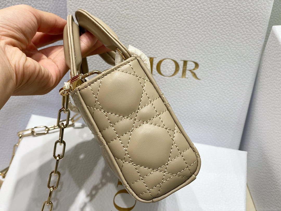 Dior S0910 Micro Lady D-joy Bag Sand Colored Cannage Lambskin