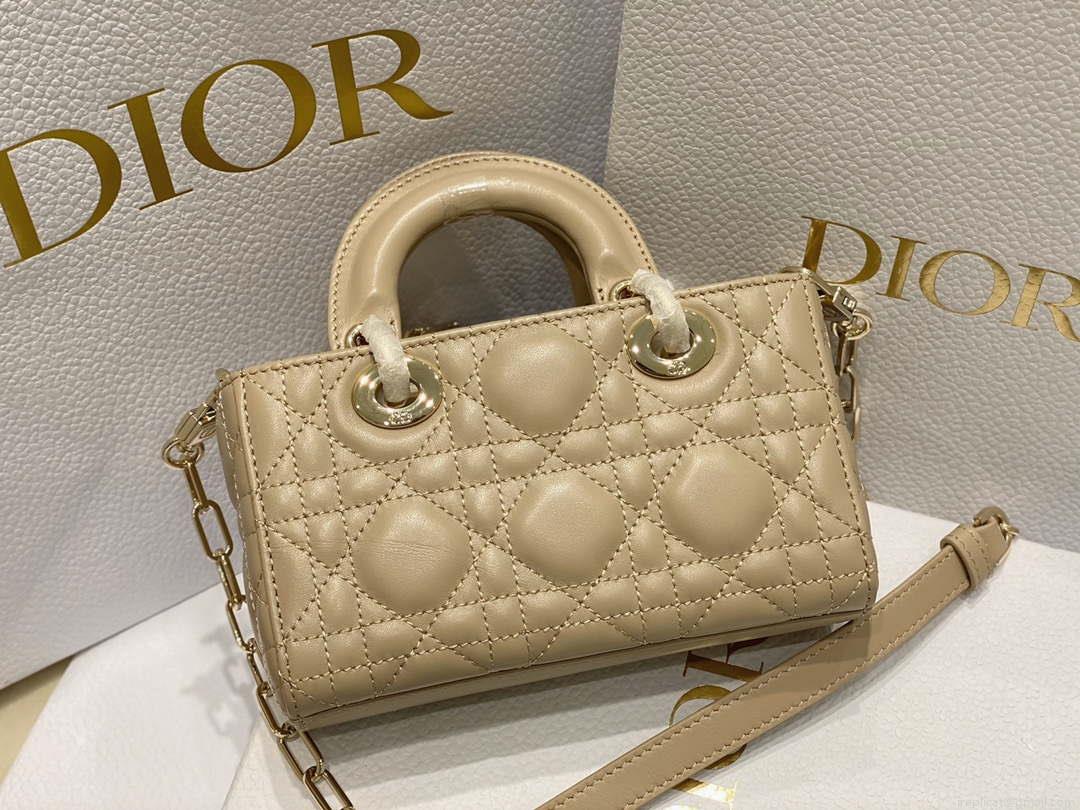 Dior S0910 Micro Lady D-joy Bag Sand Colored Cannage Lambskin
