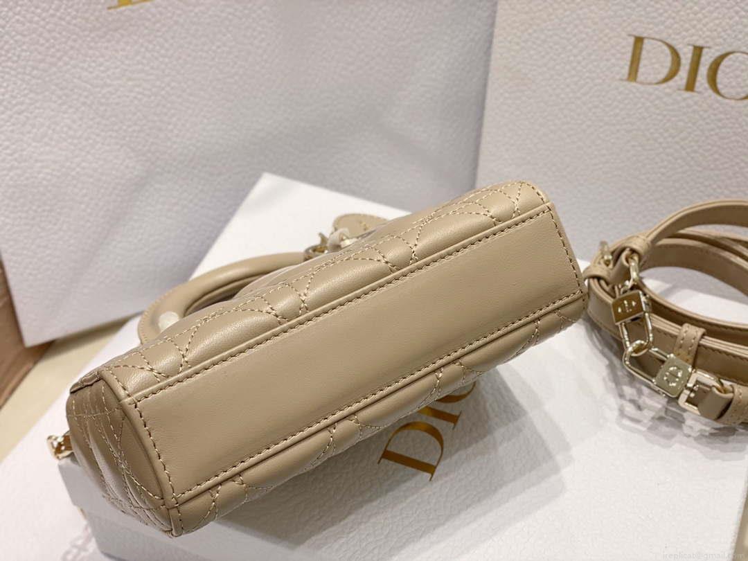 Dior S0910 Micro Lady D-joy Bag Sand Colored Cannage Lambskin