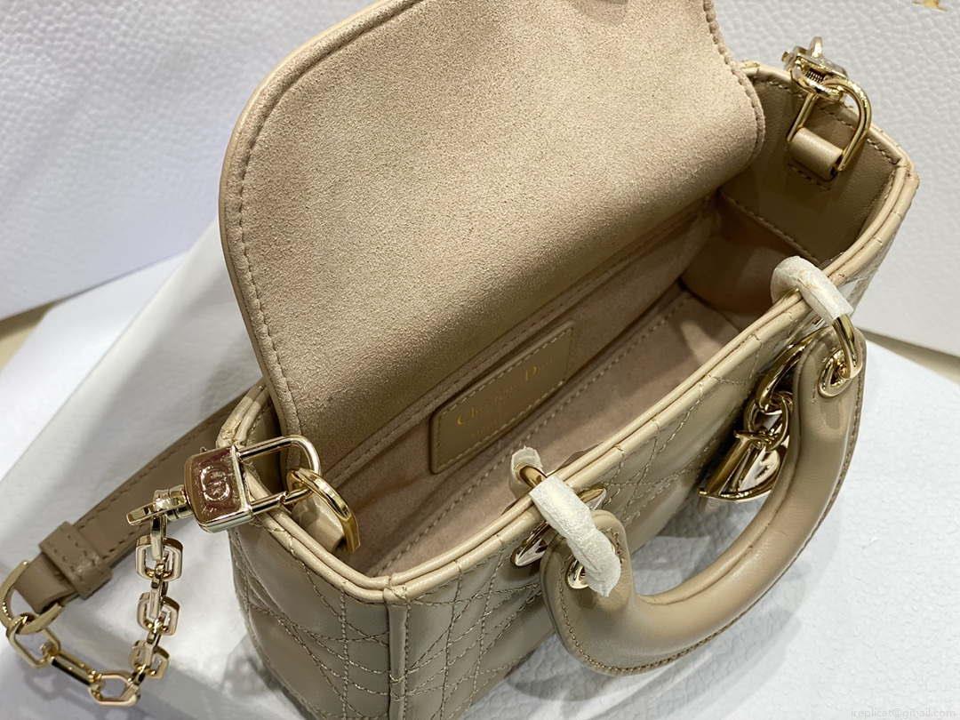 Dior S0910 Micro Lady D-joy Bag Sand Colored Cannage Lambskin