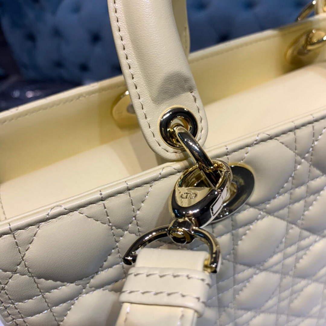 Dior M0566 Large Lady Dior Cannage Calfskin Bag Yellow