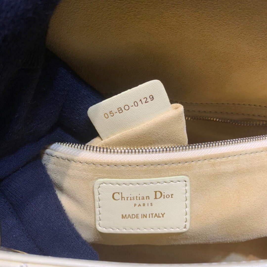 Dior M0566 Large Lady Dior Cannage Calfskin Bag Yellow
