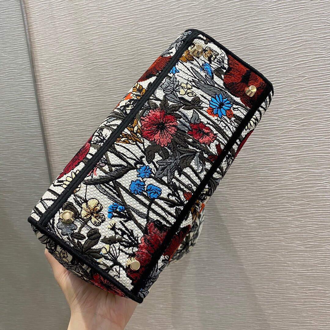 Dior M0565 Medium Lady D-lite Embroidery Bag Black red