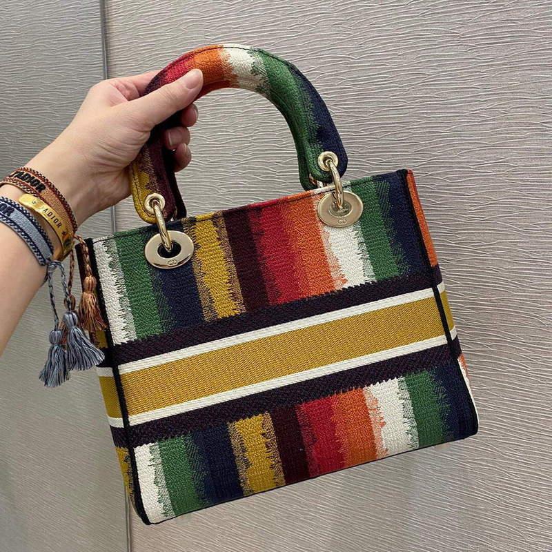 Dior M0565 Medium Lady D-lite Embroidery Bag colourful