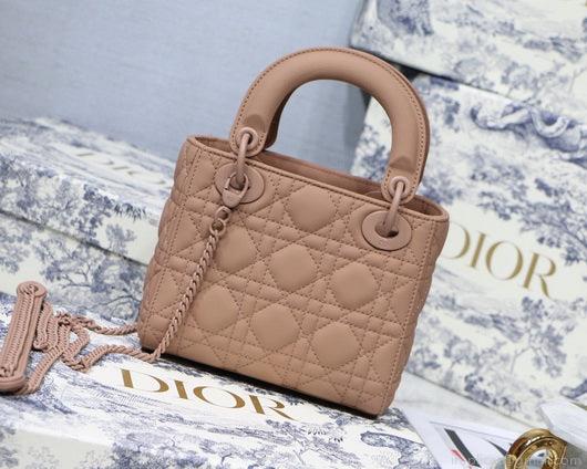 Dior M0505 Mini Dior Lady Bag Cannage lambskin Tan