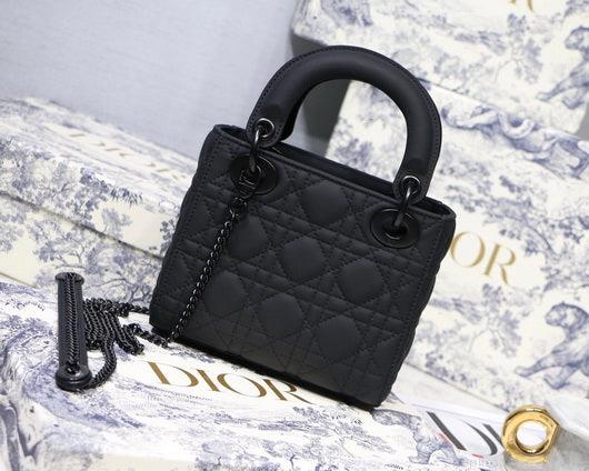 Dior M0505 Mini Dior Lady Bag Black Cannage lambskin